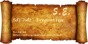 Sáhó Ernesztina névjegykártya